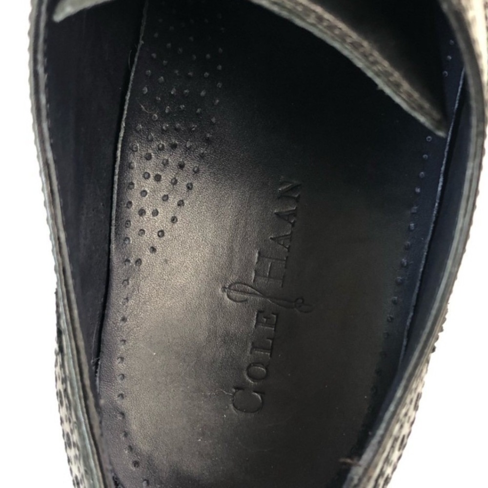 Cole Haan Men Black Leather Wingtip Round Toe Derby Brogue Dress Shoes Size 11 M - Picture 9 of 11